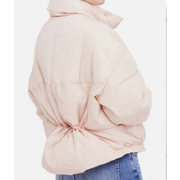 Free People Cold Rush Puffer Jacket Coat Cinched Waist Pale Pink - Picture 8 of 8